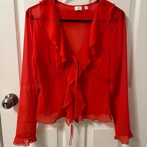 Red Mesh Tie Cardigan